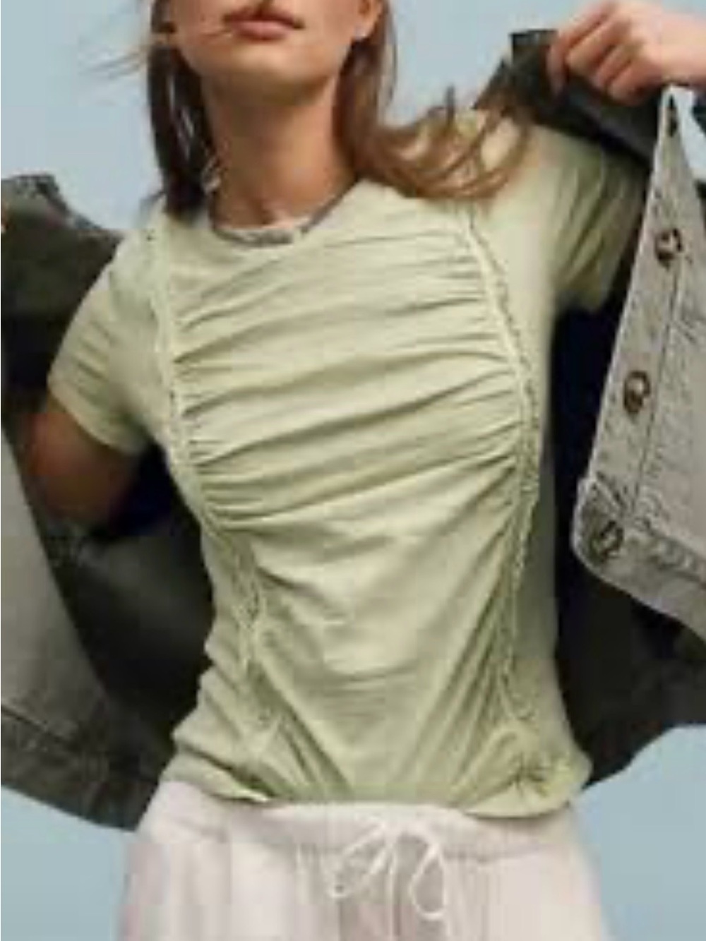 NWT Pilcro  Green Ruched Short Sleeve Tee